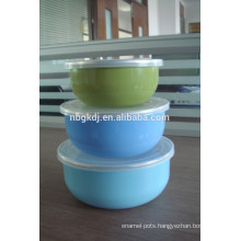 3 sets bule decals enamel ice bowl & enamels cookware with PE lid